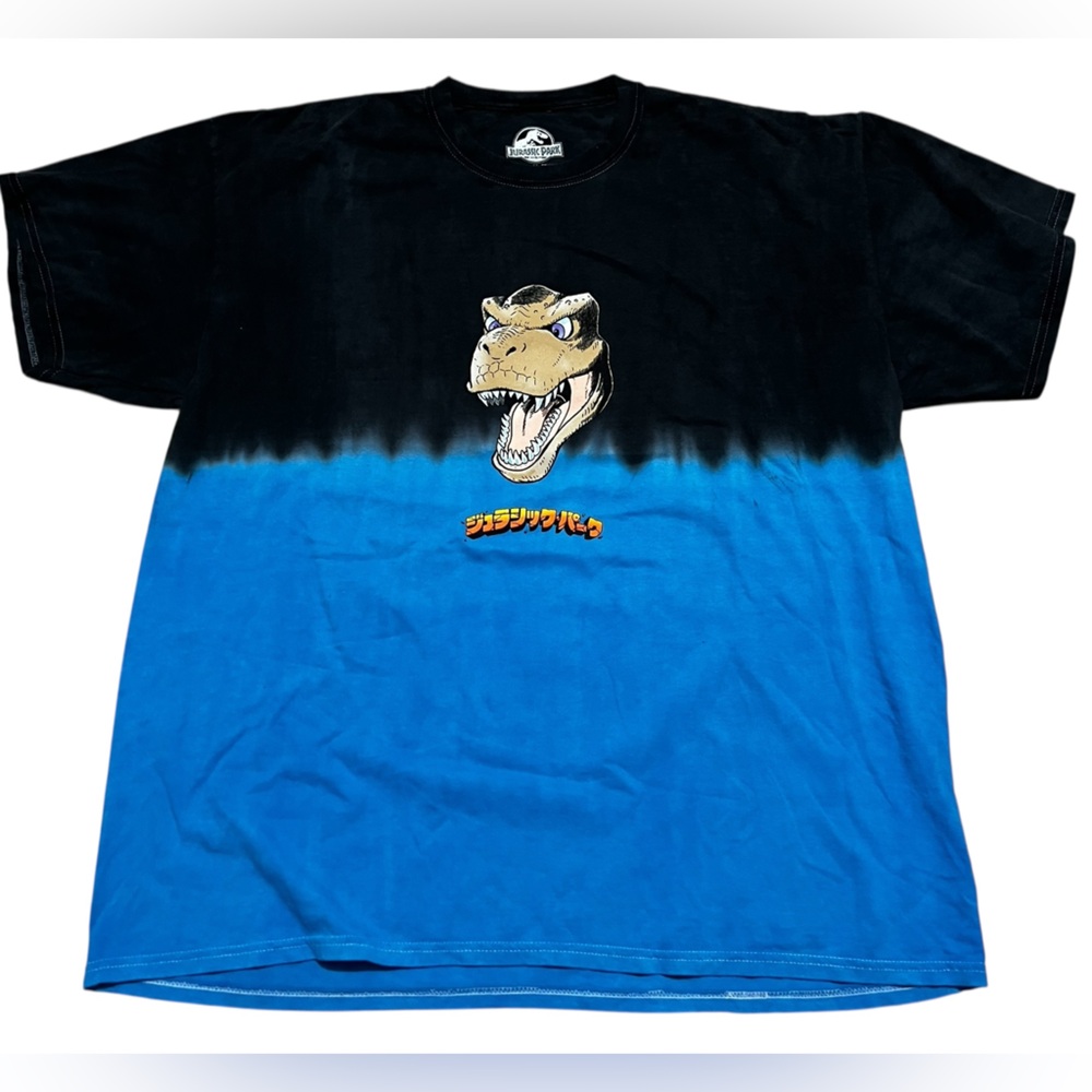 Universal studios Jurassic Park Graphic Tee shirt top black blue dinosaur‎ 2XL